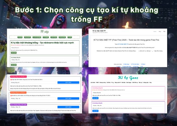 Chọn công cụ tạo kí tự khoảng trống FF