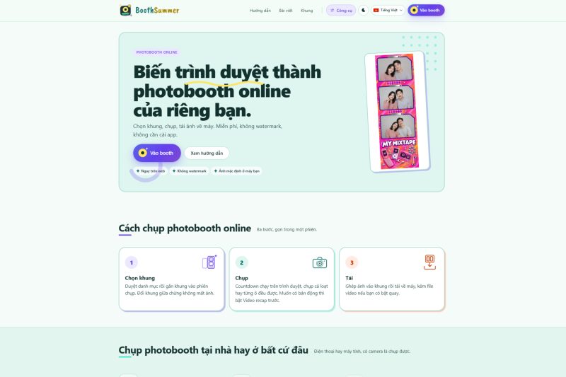 Chụp Photobooth Online: Tạo Bộ Ảnh Đẹp Ngay Trên Trình Duyệt